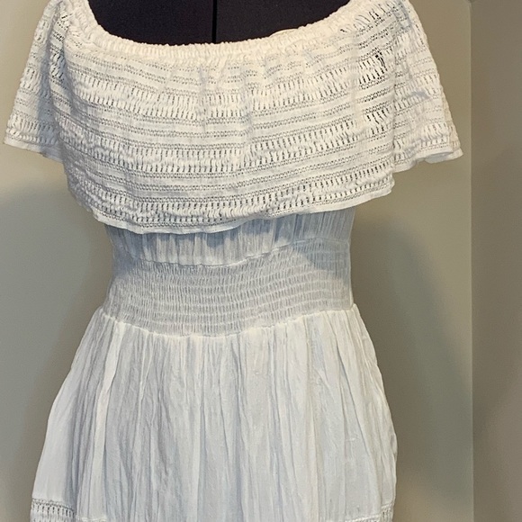 NAOO Nation AK Outfitters Boho Gauze /White Off Shoulder Maxi Dress Women… - Picture 4 of 8